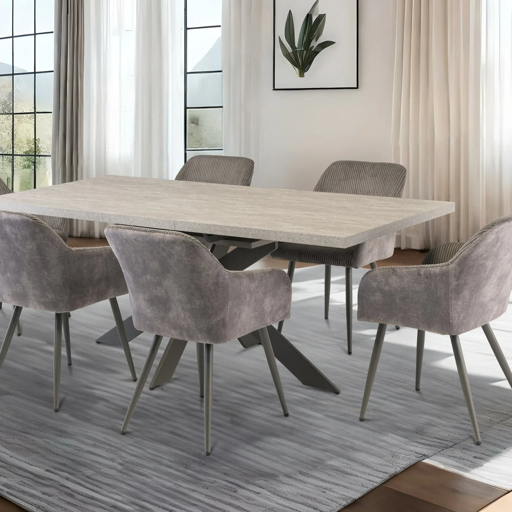 Light Grey Extending Dining Table 1.6m to 2m with Grey Legs