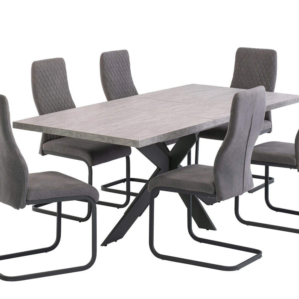 Light Grey Extending Dining Table 1.6m to 2m with Grey Legs