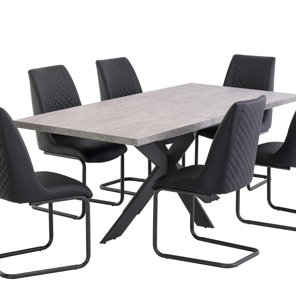 Light Grey Extending Dining Table 1.6m to 2m with Grey Legs