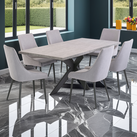 Stylish Grey Fabric Dining Chair with Grey Legs for Modern Homes