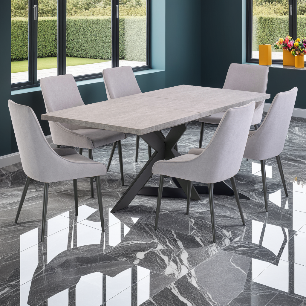 Stylish Grey Fabric Dining Chair with Grey Legs for Modern Homes