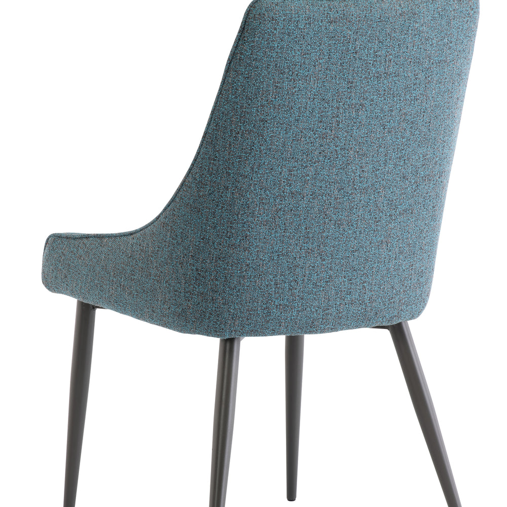Stylish Teal and Grey Fabric Dining Chair with Grey Legs