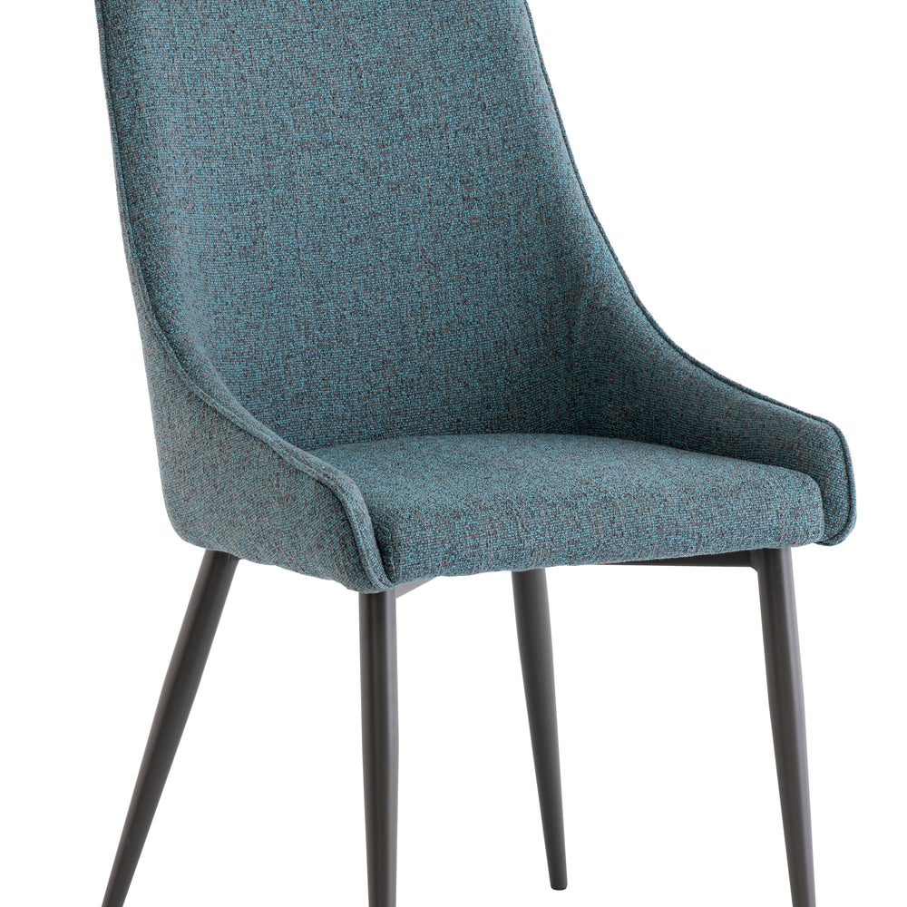 Stylish Teal and Grey Fabric Dining Chair with Grey Legs