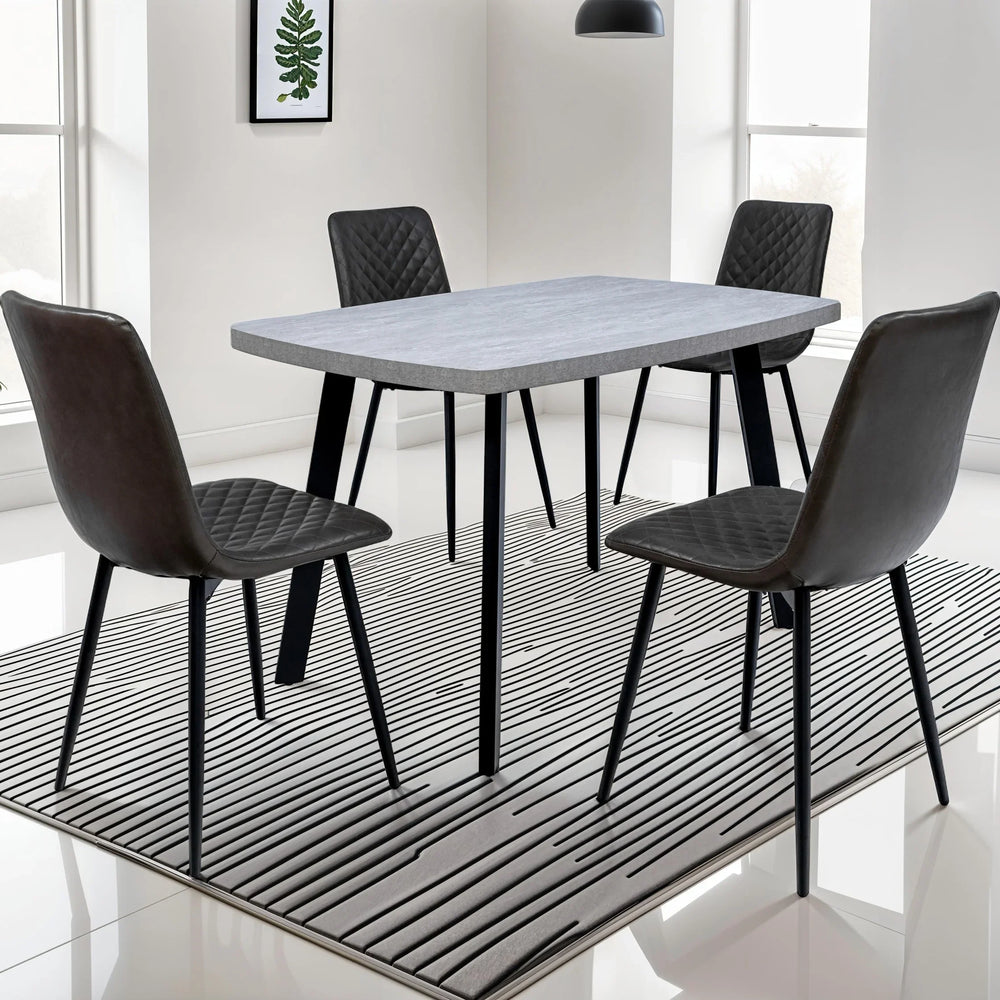 Stylish 1.2m Light Grey Dining Table with Black Legs