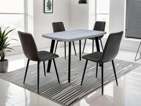 Stylish 1.2m Light Grey Dining Table with Black Legs