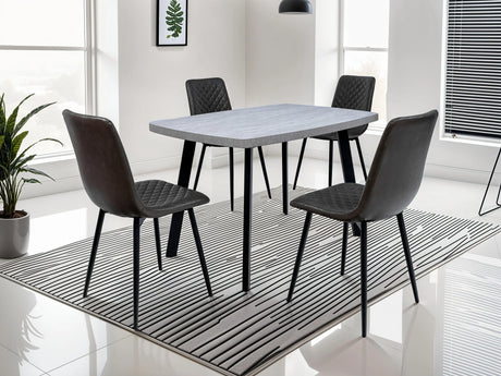 Stylish 1.2m Light Grey Dining Table with Black Legs