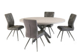 Light Grey Round Extending Dining Table 1.2m to 1.6m with Grey Legs