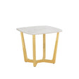 Meghan Gold Metal End Table with White Faux Marble Top
