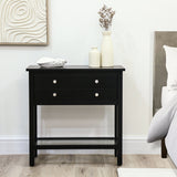 Lindon Black 2 Drawer Bedside Cabinet with Glass Shelf