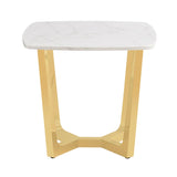 Meghan Gold Metal End Table with White Faux Marble Top