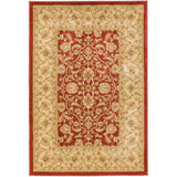 Red and cream traditional patterned rug with ornate floral border