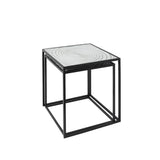 Set of 2 Black Metal Nesting Tables with White Spiral Top