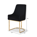 Eris Black Velvet Dining Chair with Gold Legs