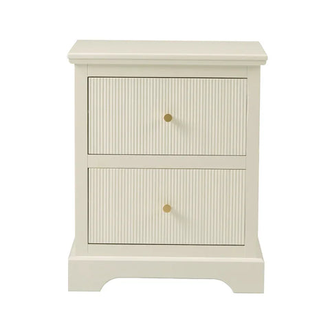 Lindon 2 Drawer Bedside Cabinet White with Gold Handles