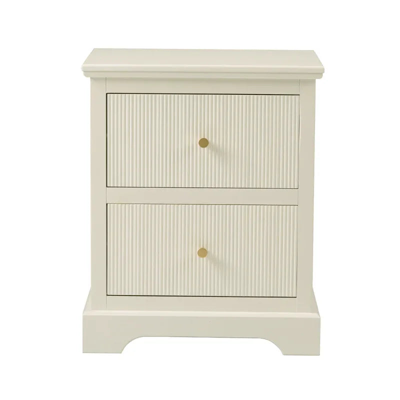 Lindon 2 Drawer Bedside Cabinet White with Gold Handles
