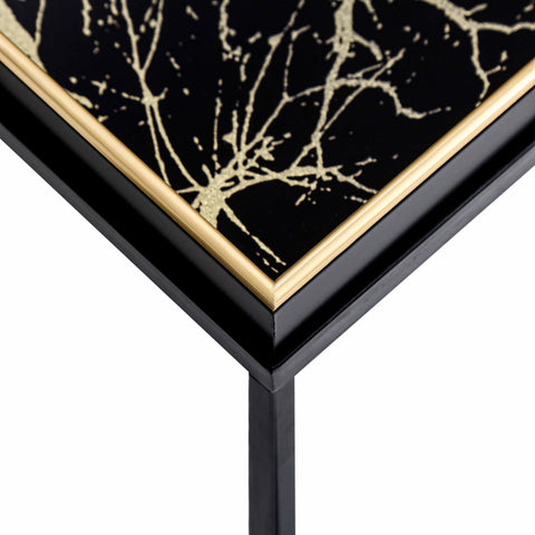 Black & Gold Metal Coffee Table with Tray