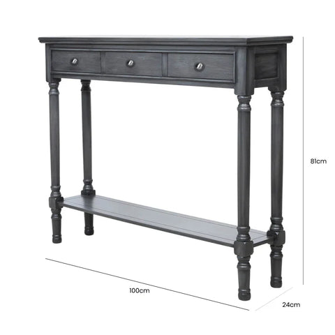 Delta Medium 3 Drawer Console Table Dark Grey - Ball Handle