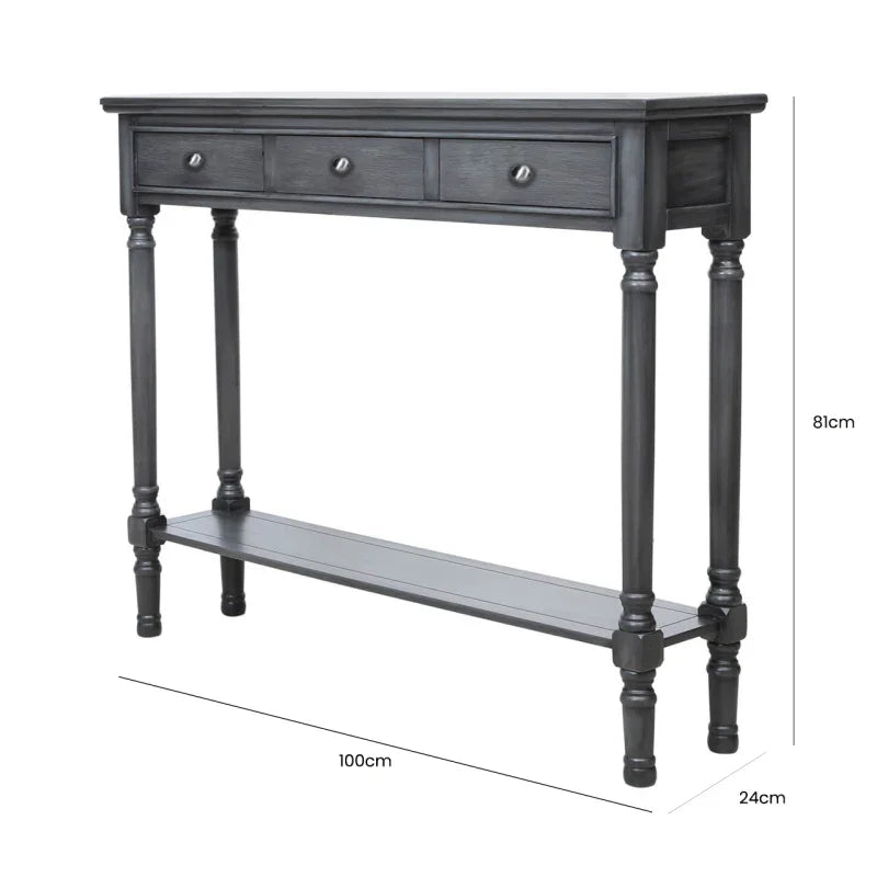 Delta Medium 3 Drawer Console Table Dark Grey - Ball Handle