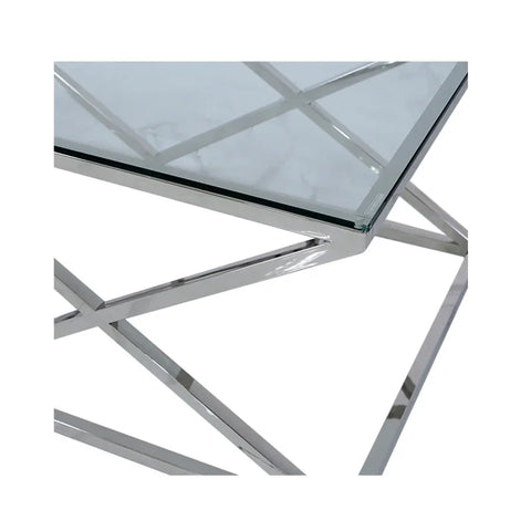 Imperia Stainless Steel Coffee Table Glass Top