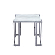 Aamari Grey Gunmetal End Table with White Faux Marble Glass Top - KD