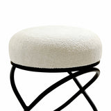 46cm White Boucle Rizzo Stool with Black Legs