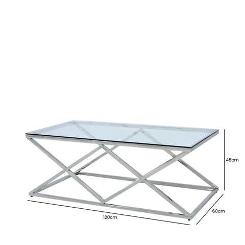 Imperia Stainless Steel Coffee Table Glass Top