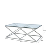 Imperia Stainless Steel Coffee Table Glass Top