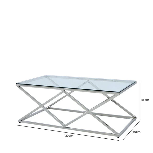 Imperia Stainless Steel Coffee Table Glass Top