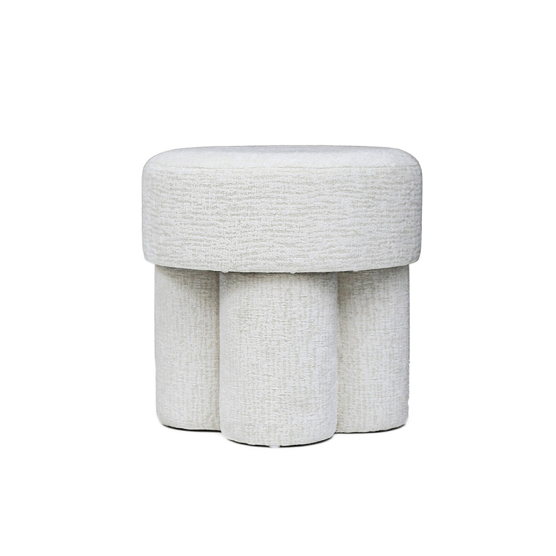 47.5cm Ivory Chenille Round Stool