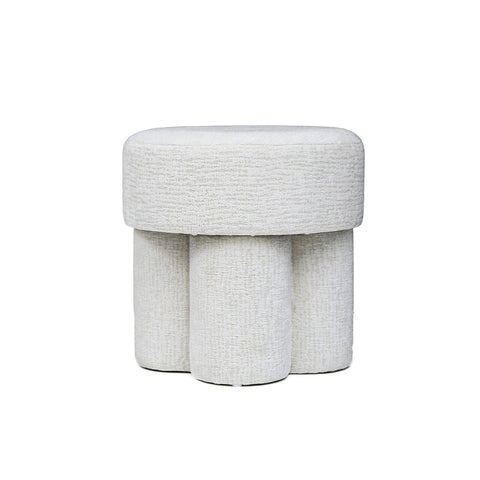 47.5cm Ivory Chenille Round Stool