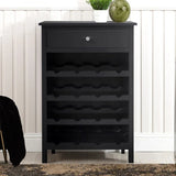 Lindon Black 1-Drawer Wine Rack Storage Cabinet