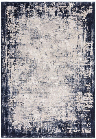 Kuza Border Navy Rug