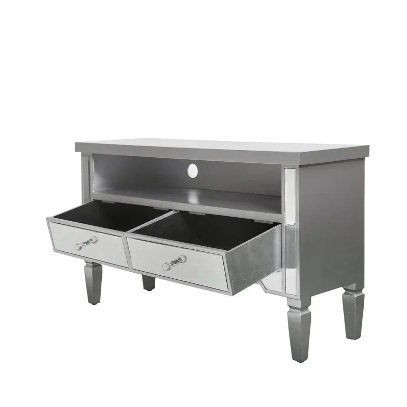 Vista 2-Drawer Champagne Wood Mirror Entertainment Unit