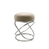 46cm Taupe Velvet Rizzo Stool with Matte Silver Legs
