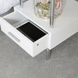 Charlotte White & Chrome 1-Drawer Bedside Cabinet - DSP