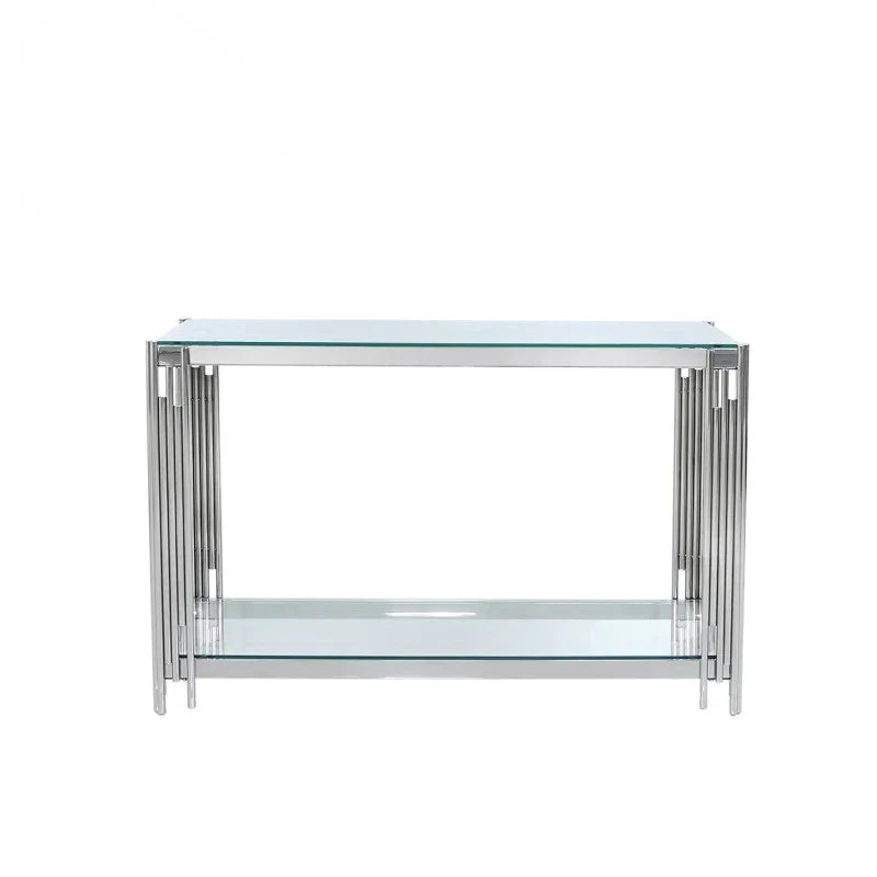 Cohen Steel Tubes & Clear Glass Console Table