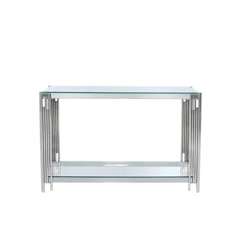 Cohen Steel Tubes & Clear Glass Console Table