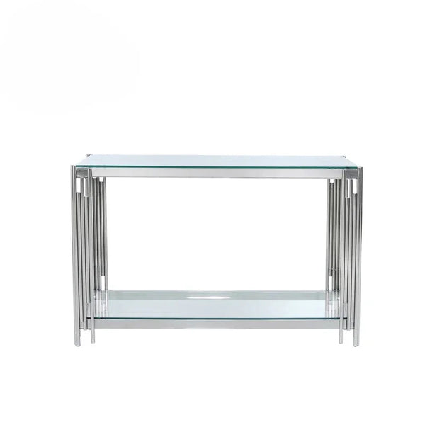 Cohen Steel Tubes & Clear Glass Console Table