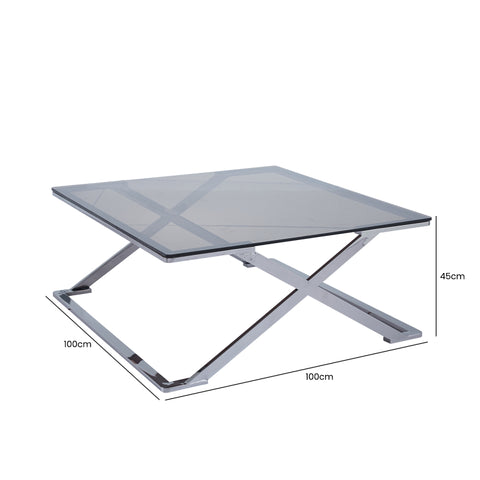Axel Grey Gunmetal Coffee Table with Smoke Glass Top