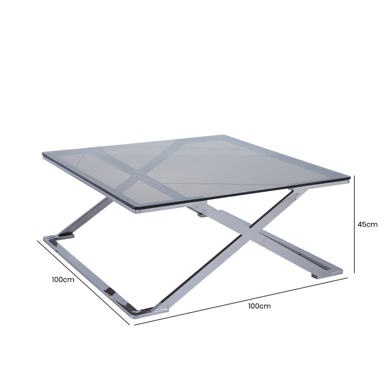 Axel Grey Gunmetal Coffee Table with Smoke Glass Top