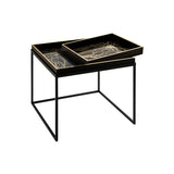 Black & Gold Metal Coffee Table with Tray