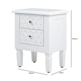 Casablanca White 2-Drawer Bedside Cabinet - DSP