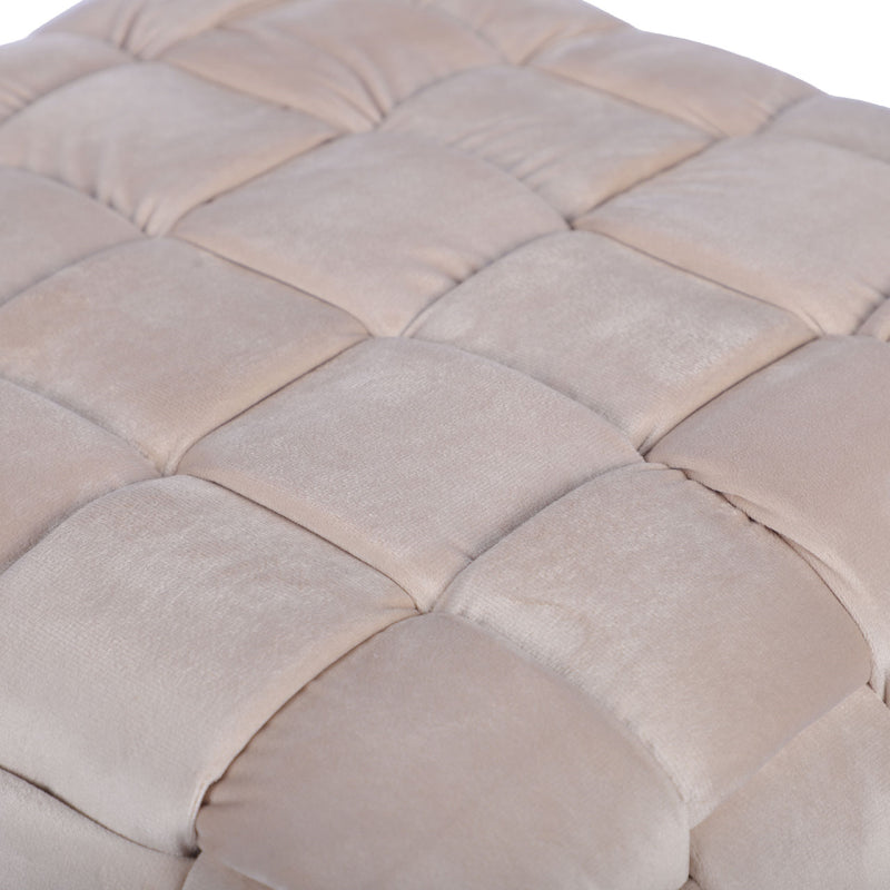 Dark Cream Velvet Woven Ottoman
