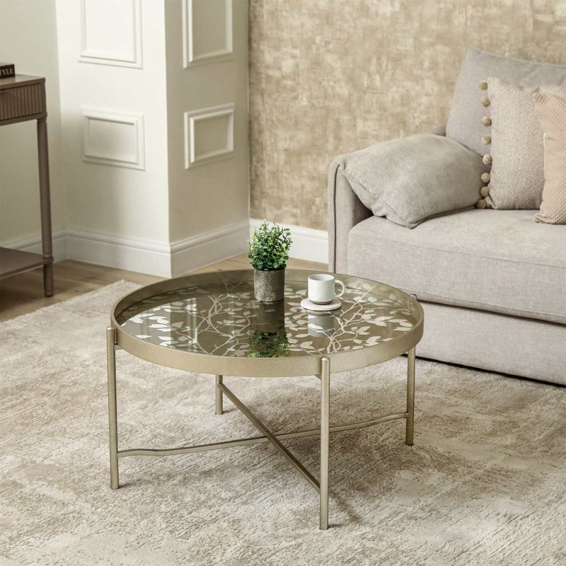 40cm Champagne Coffee Table with Leaves Design KD Legs