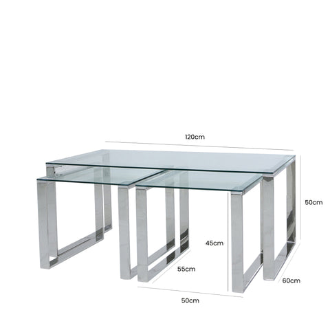Set of 3 Harry Glass Coffee Tables