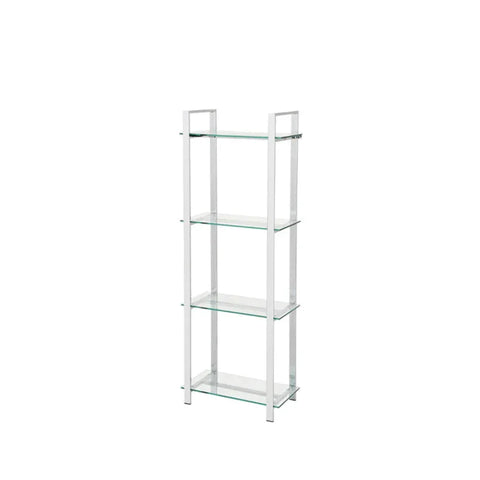 Harry 160cm Chrome & Clear Glass 4-Tier Display Unit - KD