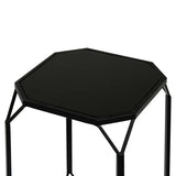 Set of 2 Black Metal Nesting Table with Black Mirror Top