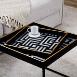 Black & White Metal Coffee Table with Tray