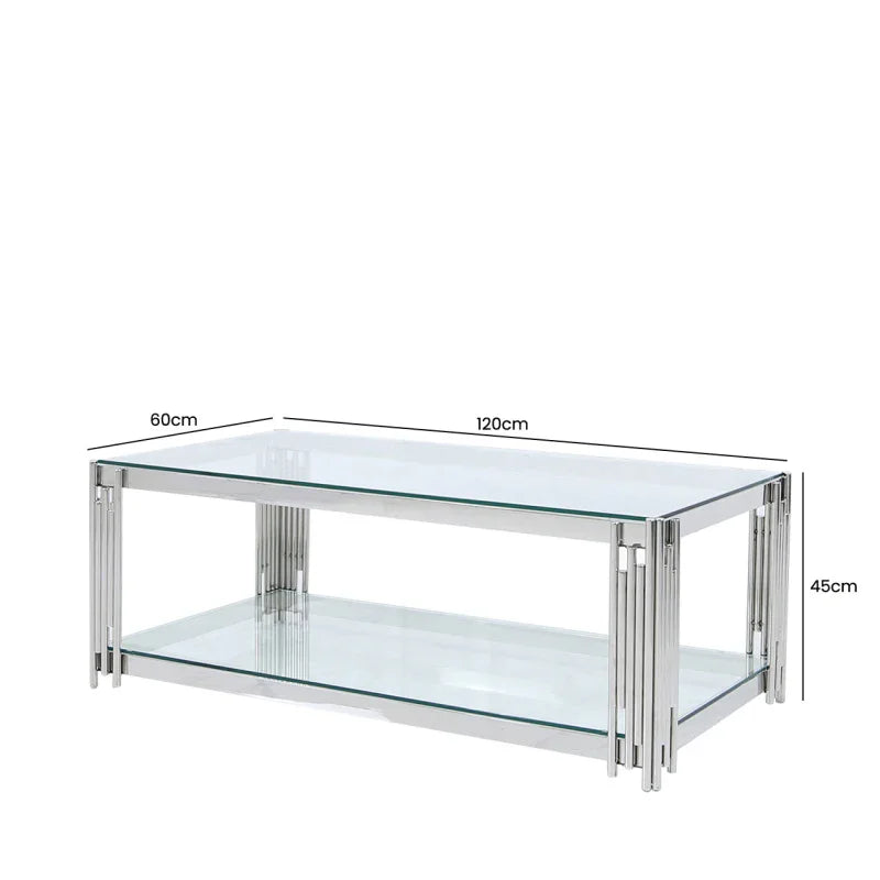 Cohen Steel Tubes and Clear Glass Coffee Table
