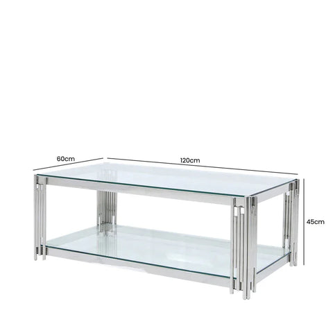 Cohen Steel Tubes and Clear Glass Coffee Table